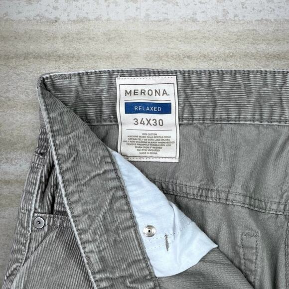 Merona Corduroy Pants Light Tan Cotton Baggy Wide Leg Fit Flat Front - Picture 4 of 4
